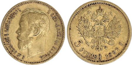 Russie 5 Roubles, Nicolas II - Aigle 1897 Or