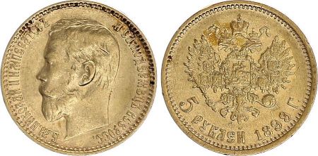 Russie 5 Roubles, Nicolas II - Aigle 1899 Or  - 4 ex