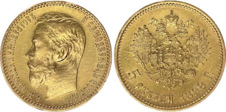 Russie 5 Roubles Or , Nicolas II - Aigle 1898 - St Petersbourg