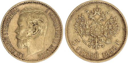 Russie 5 Roubles Or , Nicolas II - Aigle 1898 St Petersbourg - 10 ex