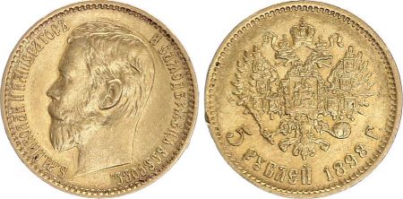 Russie 5 Roubles Or , Nicolas II - Aigle 1898 St Petersbourg - 5 ex