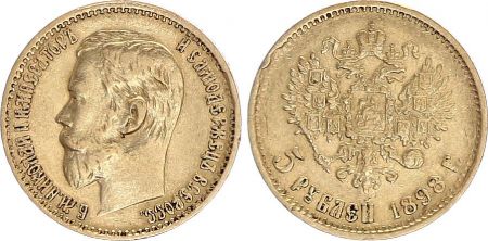 Russie 5 Roubles Or , Nicolas II - Aigle 1898 St Petersbourg - 6 ex