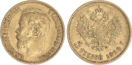 Russie 5 Roubles Or , Nicolas II - Aigle 1898 St Petersbourg - 9 ex