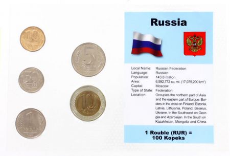 Russie Blister 5 monnaies RUSSIE (10 kopecks à 10 roubles)