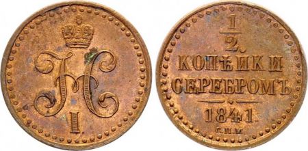 Russie C.143.3 1/2 Kopek, Nicolas I - 1841 SPM Saint-Petersburg (Izhora)