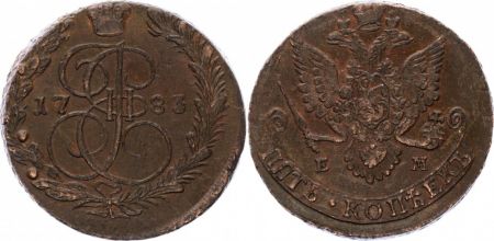 Russie C.59.3 5 Kopeks, Catherine II - Aigle - 1783 E M Ekaterinburg