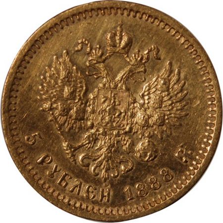 Russie RUSSIE  ALEXANDRE III - 5 ROUBLES OR 1888 