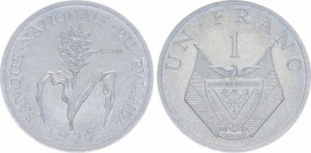 Rwanda 1 Franc Fleur de millet - Drapeaux - 1977 - Essai