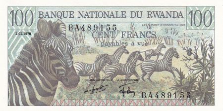 Rwanda 100 Francs - Zèbres - Montage - 1978 - P.12