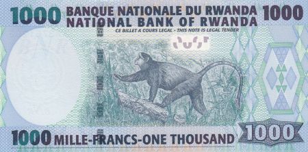 Rwanda 1000 Francs 2004 - Bâtiment, Singe