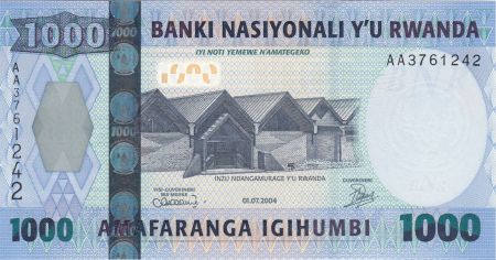 Rwanda 1000 Francs 2004 - Bâtiment, Singe