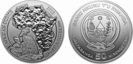 Rwanda 50 Francs Shoebill - Once Argent 2019