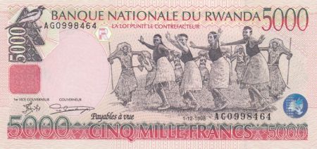 Rwanda 5000 Francs Danseurs africains - Banque Nationale - 1998