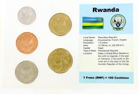 Rwanda Blister 5 monnaies RWANDA (1 à 50 francs)