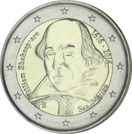 Saint-Marin 2 Euros Commémo. 2016 - William Shakespeare