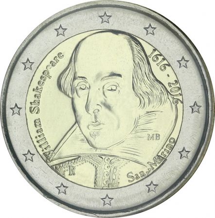 Saint-Marin 2 Euros Commémo. SAINT MARIN 2016 - William Shakespeare