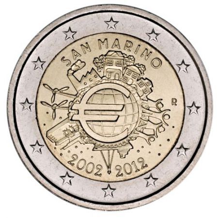 Saint-Marin 2 Euros Commémorative 2012 - 10 ans de l\'Euro