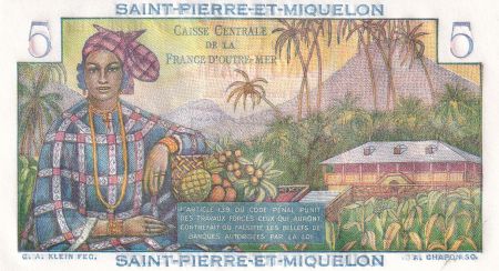 Saint Pierre & Miquelon 5 Francs - Bougainville - ND (1950-1960) - Série B.81 - P.22