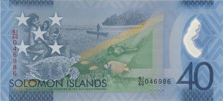 Salomon (îles) 40 Dollars - 40ans Indépendance - Tortue - 1978-2018 Polymer