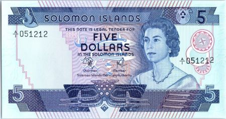 Salomon (îles) 5 Dollars  Elizabeth II - Bateaux, masque - 1977