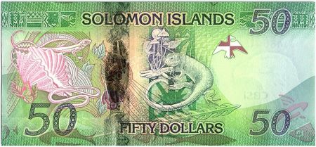 Salomon (îles) 50 Dollars Armoiries - Lézards, insectes -2014