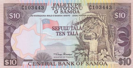 Samoa 10 Tala ND1985 - Travailleur agricole, bananes, plage