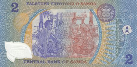 Samoa 2 Tala ND1990 - Roi Tanumafili II, village, scène de famille - Série AAD