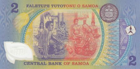 Samoa 2 Tala ND1990 - Roi Tanumafili II, village, scène de famille - Série AAE / AAK