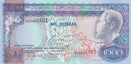 Sao Tomé-et-Principe 1000 dobras - Roi Amador, fleur - Paysans - 1993 - Série BA