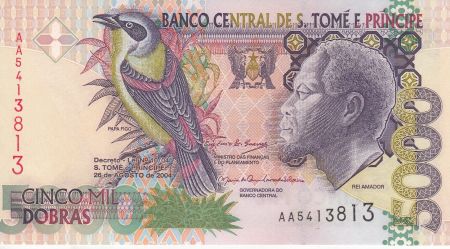 Sao Tomé-et-Principe 5000 Dobras Roi Amador, oiseau - Esplanade - 2004