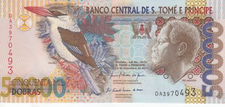 Sao Tomé-et-Principe 50000 Dobras Roi Amador, oiseau - Banque - 2010