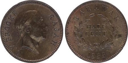 Sarawak 1/2 Cent Charles V Brooke  - 1933 H