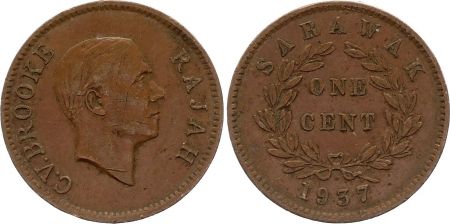 Sarawak 1 Cent Charles V Brooke  - 1937 H