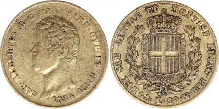 Sardaigne 20 Lire Or Charles-Albert - Armoiries 1834
