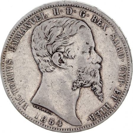 Sardaigne 5 Lire Victor Emmanuel II - Armoiries - 1854 P