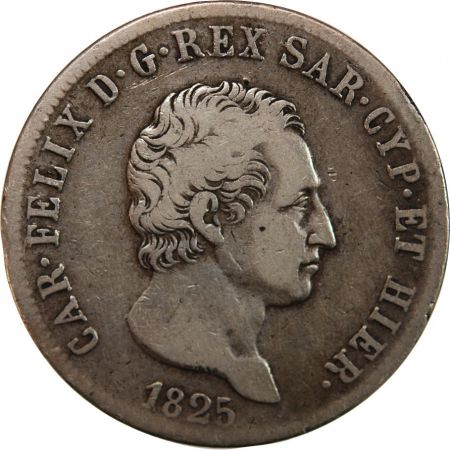 Sardaigne ITALIE  ROYAUME DE SARDAIGNE  CHARLES-FELIX - 5 LIRE ARGENT 1825 L