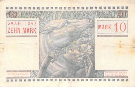 SARRE  OCCUPATION FRANÇAISE - 10 MARK 1947 - PTB