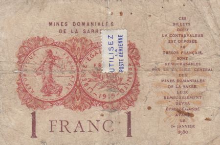 Sarre 1 Franc Mines Domaniales de la Sarre - Type 1920 E 003,236