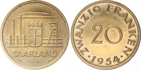 Sarre 20 Franken - 1954 - Essai