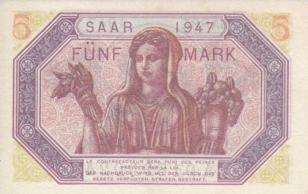 Sarre 5 Mark Portrait de Zeus - Femme et fruits - 1947 A 01893024