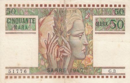 Sarre 50 Mark Portrait de femme - 1947 Série G.3
