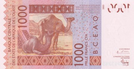 Sénégal 1000 Francs Chameaux - Lettre K Sénegal 2003