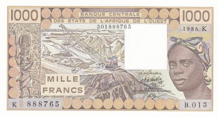 Sénégal 1000 Francs femme 1986 - Sénégal - Série B.013