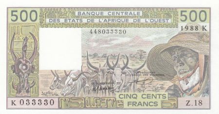 Sénégal 500 Francs zébus 1988 - Sénégal - Série Z.18