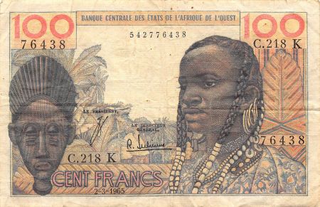 Sénégal BANQUE DES ETATS DE L\'AFRIQUE DE L\'OUEST  SENEGAL - 100 FRANCS 1965 - TB