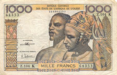 Sénégal BANQUE DES ETATS DE L\'AFRIQUE DE L\'OUEST, SENEGAL - 1000 FRANCS 1971/1973