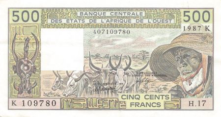 Sénégal BANQUE DES ETATS DE L\'AFRIQUE DE L\'OUEST  SENEGAL - 500 FRANCS 1987 - TTB+