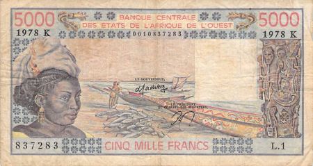 Sénégal BANQUE DES ETATS DE L\'AFRIQUE DE L\'OUEST  SENEGAL - 5000 FRANCS 1978