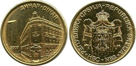 Serbie 1 Dinar Banque Centrale - Armoiries