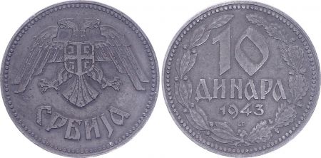 Serbie 10 Dinara 1943 - Occupation Allemande - TTB - KM.33